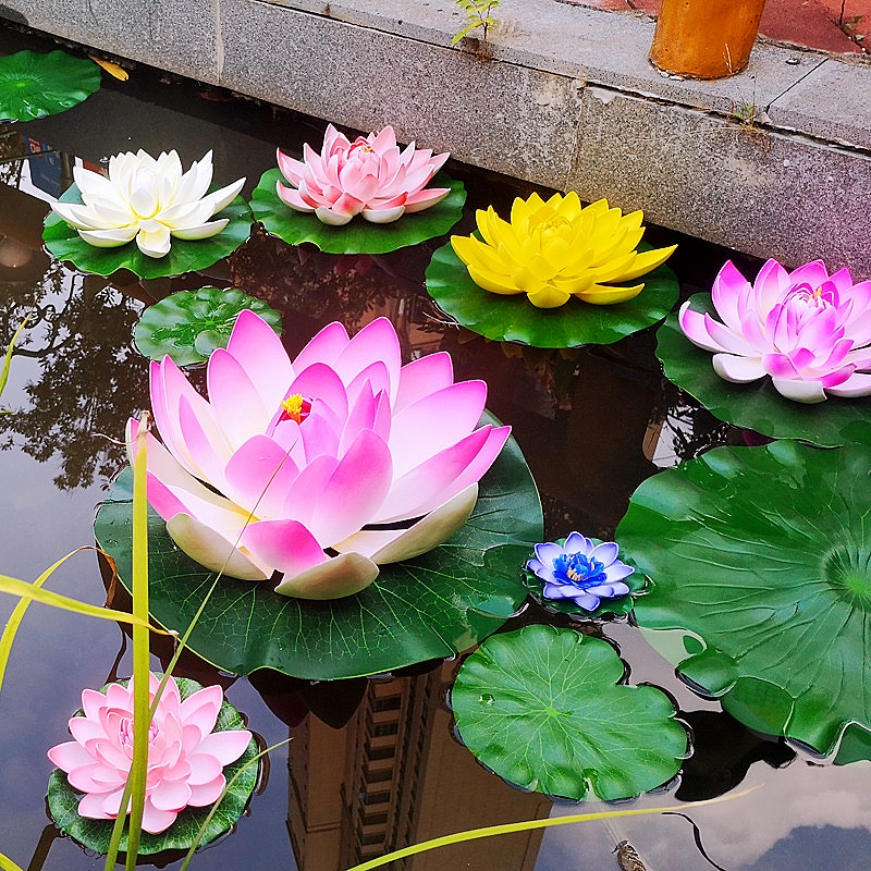 Aquarium Planted Plants - 1 adet gerçekçi çok renkli lotus