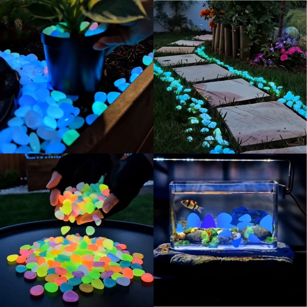 Aquarium Planted Plants - Karanlıkta Parlayan Renkli Taşlar, Bahçe Taşları,