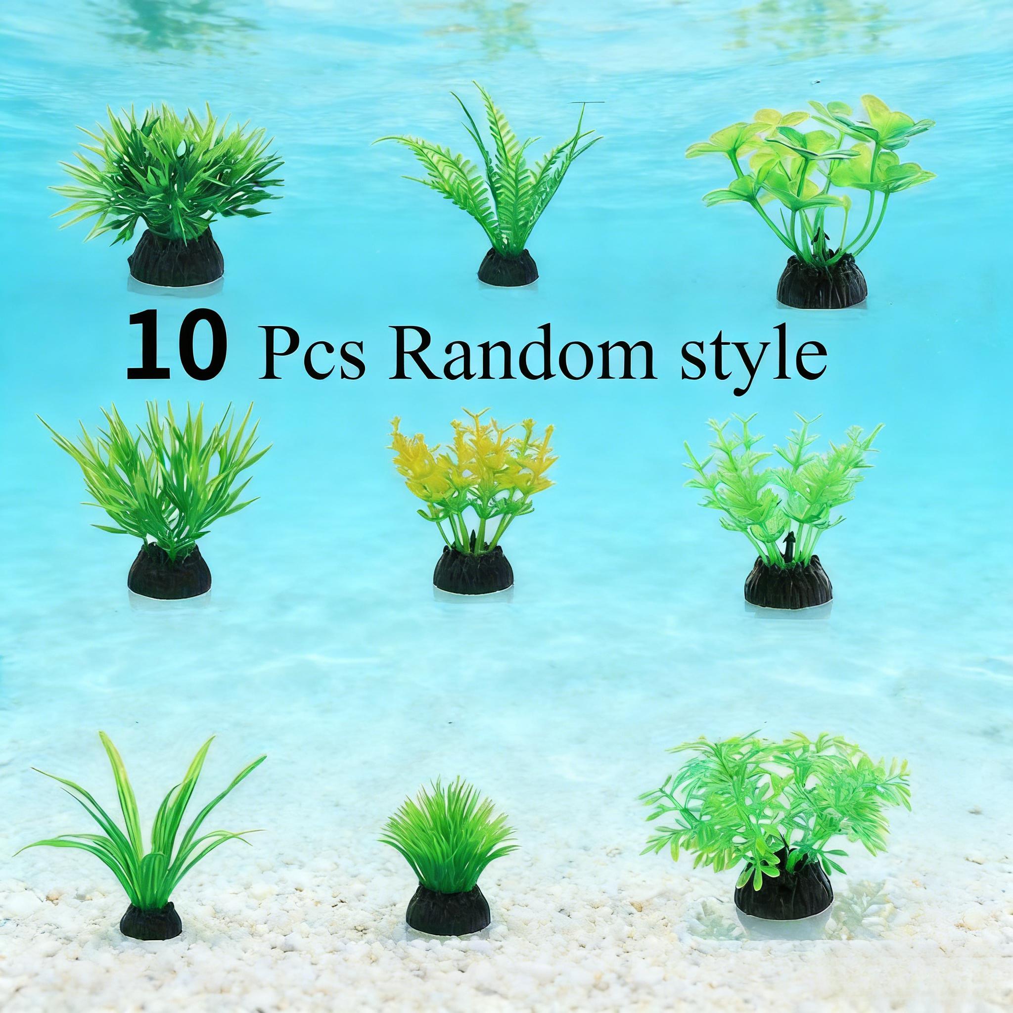 Aquarium Plant Design - 10 Adet Yeşil Yapay Akvaryum Bitkileri